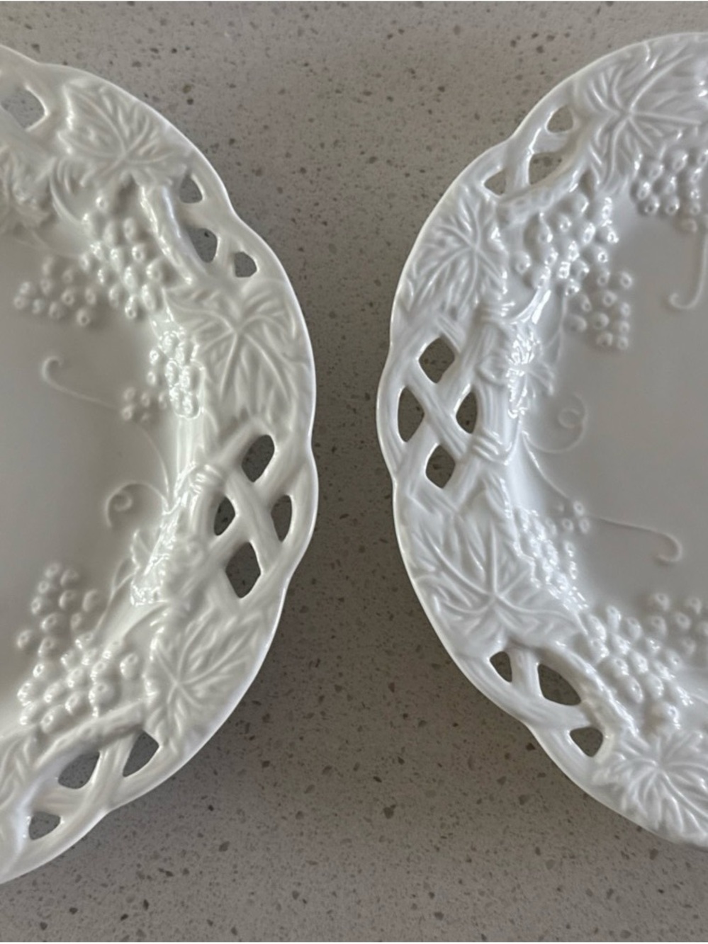 2- 8” Milk Glass Old Colony Luncheon/Salad Plates w Lace Edge